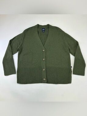 Gap cotton womens cardigan Large Vneck 4 button Boyfriend sweater relaxed fit